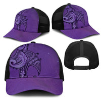 Polynesia Manta Ray Tattoo Mesh Trucker Cap Tropical Plumeria Purple Polynesian Pattern LT14 - Polynesian Pride
