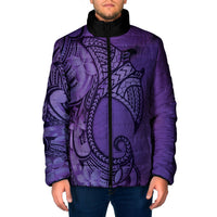 Polynesia Manta Ray Tattoo Padded Jacket Tropical Plumeria Purple Polynesian Pattern LT14 Men Purple - Polynesian Pride