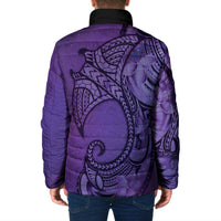 Polynesia Manta Ray Tattoo Padded Jacket Tropical Plumeria Purple Polynesian Pattern LT14 - Polynesian Pride