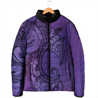 Polynesia Manta Ray Tattoo Padded Jacket Tropical Plumeria Purple Polynesian Pattern LT14 - Polynesian Pride