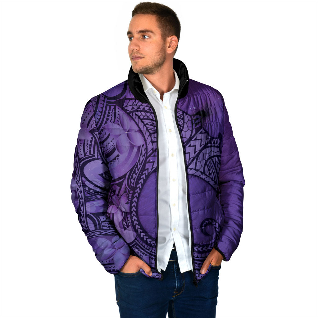 Polynesia Manta Ray Tattoo Padded Jacket Tropical Plumeria Purple Polynesian Pattern LT14 - Polynesian Pride