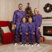 Polynesia Manta Ray Tattoo Christmas Pajama Set Tropical Plumeria Purple Polynesian Pattern LT14 - Polynesian Pride