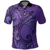 Polynesia Manta Ray Tattoo Polo Shirt Tropical Plumeria Purple Polynesian Pattern LT14 Purple - Polynesian Pride