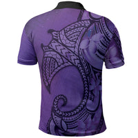 Polynesia Manta Ray Tattoo Polo Shirt Tropical Plumeria Purple Polynesian Pattern LT14 - Polynesian Pride