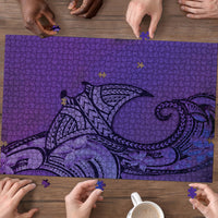 Polynesia Manta Ray Tattoo Puzzle Tropical Plumeria Purple Polynesian Pattern LT14 - Polynesian Pride