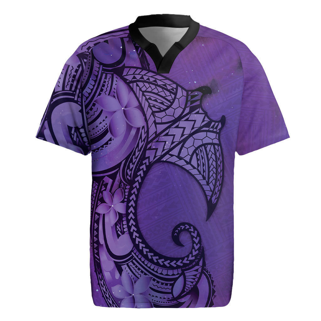 Polynesia Manta Ray Tattoo Rugby Jersey Tropical Plumeria Purple Polynesian Pattern LT14 Purple - Polynesian Pride