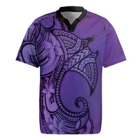 Polynesia Manta Ray Tattoo Rugby Jersey Tropical Plumeria Purple Polynesian Pattern LT14 Purple - Polynesian Pride