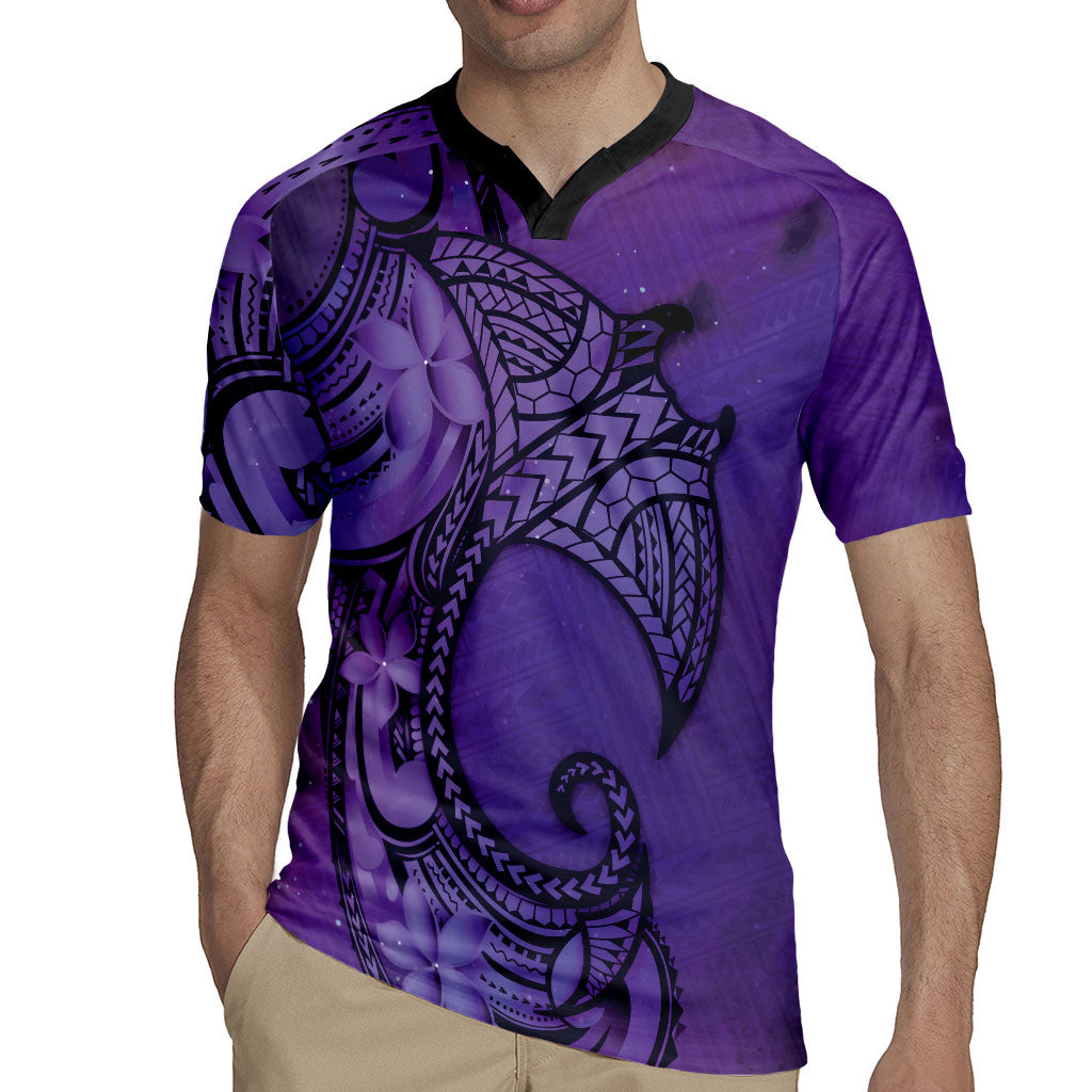 Polynesia Manta Ray Tattoo Rugby Jersey Tropical Plumeria Purple Polynesian Pattern LT14 - Polynesian Pride