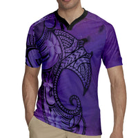 Polynesia Manta Ray Tattoo Rugby Jersey Tropical Plumeria Purple Polynesian Pattern LT14 - Polynesian Pride