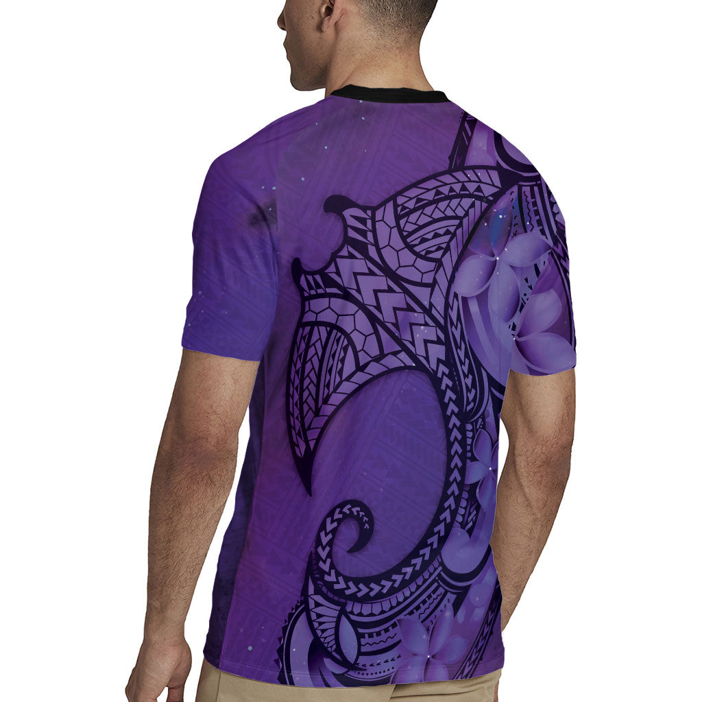 Polynesia Manta Ray Tattoo Rugby Jersey Tropical Plumeria Purple Polynesian Pattern LT14 - Polynesian Pride