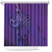 Polynesia Manta Ray Tattoo Shower Curtain Tropical Plumeria Purple Polynesian Pattern LT14 Purple - Polynesian Pride