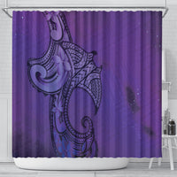 Polynesia Manta Ray Tattoo Shower Curtain Tropical Plumeria Purple Polynesian Pattern LT14 - Polynesian Pride