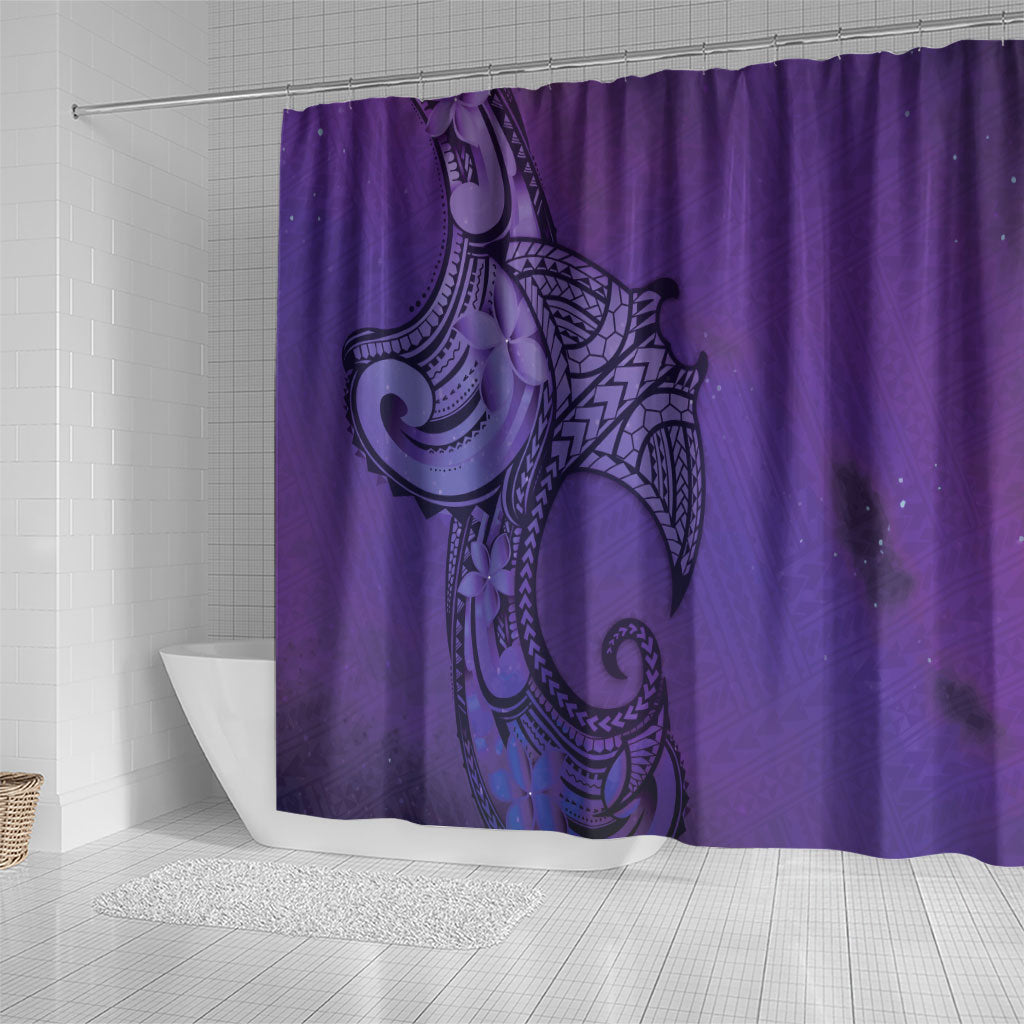 Polynesia Manta Ray Tattoo Shower Curtain Tropical Plumeria Purple Polynesian Pattern LT14 - Polynesian Pride