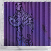 Polynesia Manta Ray Tattoo Shower Curtain Tropical Plumeria Purple Polynesian Pattern LT14 - Polynesian Pride