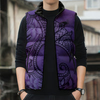 Polynesia Manta Ray Tattoo Sleeveless Puffer Jacket Tropical Plumeria Purple Polynesian Pattern LT14 - Polynesian Pride