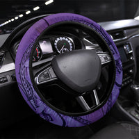 Polynesia Manta Ray Tattoo Steering Wheel Cover Tropical Plumeria Purple Polynesian Pattern LT14 Universal Fit Purple - Polynesian Pride