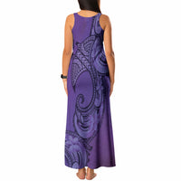Polynesia Manta Ray Tattoo Tank Maxi Dress Tropical Plumeria Purple Polynesian Pattern LT14 - Polynesian Pride