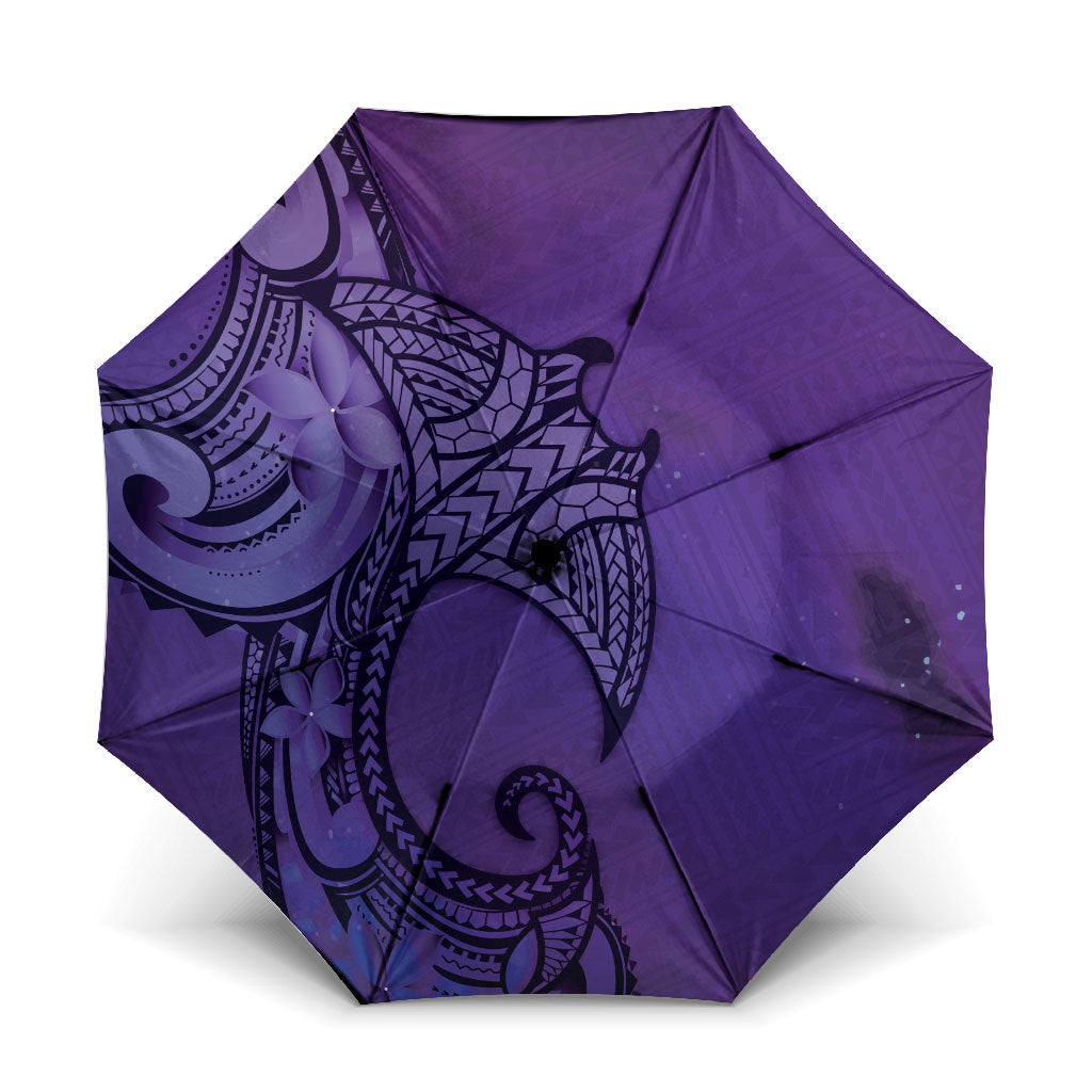 Polynesia Manta Ray Tattoo Umbrella Tropical Plumeria Purple Polynesian Pattern LT14 One Size Folded 11.42 inch Opened Diameter 37.4 inch Purple - Polynesian Pride