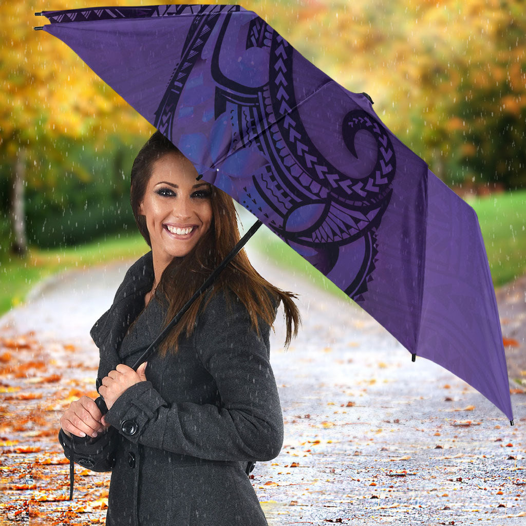 Polynesia Manta Ray Tattoo Umbrella Tropical Plumeria Purple Polynesian Pattern LT14 - Polynesian Pride