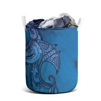Polynesia Manta Ray Tattoo Laundry Basket Tropical Plumeria Blue Polynesian Pattern LT14 - Polynesian Pride