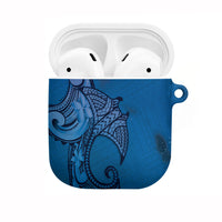 Polynesia Manta Ray Tattoo AirPods Case Tropical Plumeria Blue Polynesian Pattern LT14 Blue - Polynesian Pride