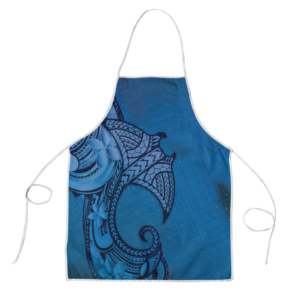 Polynesia Manta Ray Tattoo Apron Tropical Plumeria Blue Polynesian Pattern LT14 Blue - Polynesian Pride