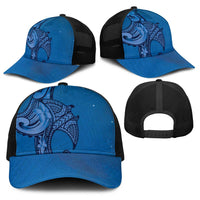 Polynesia Manta Ray Tattoo Baseball Net Cap Tropical Plumeria Blue Polynesian Pattern LT14 - Polynesian Pride