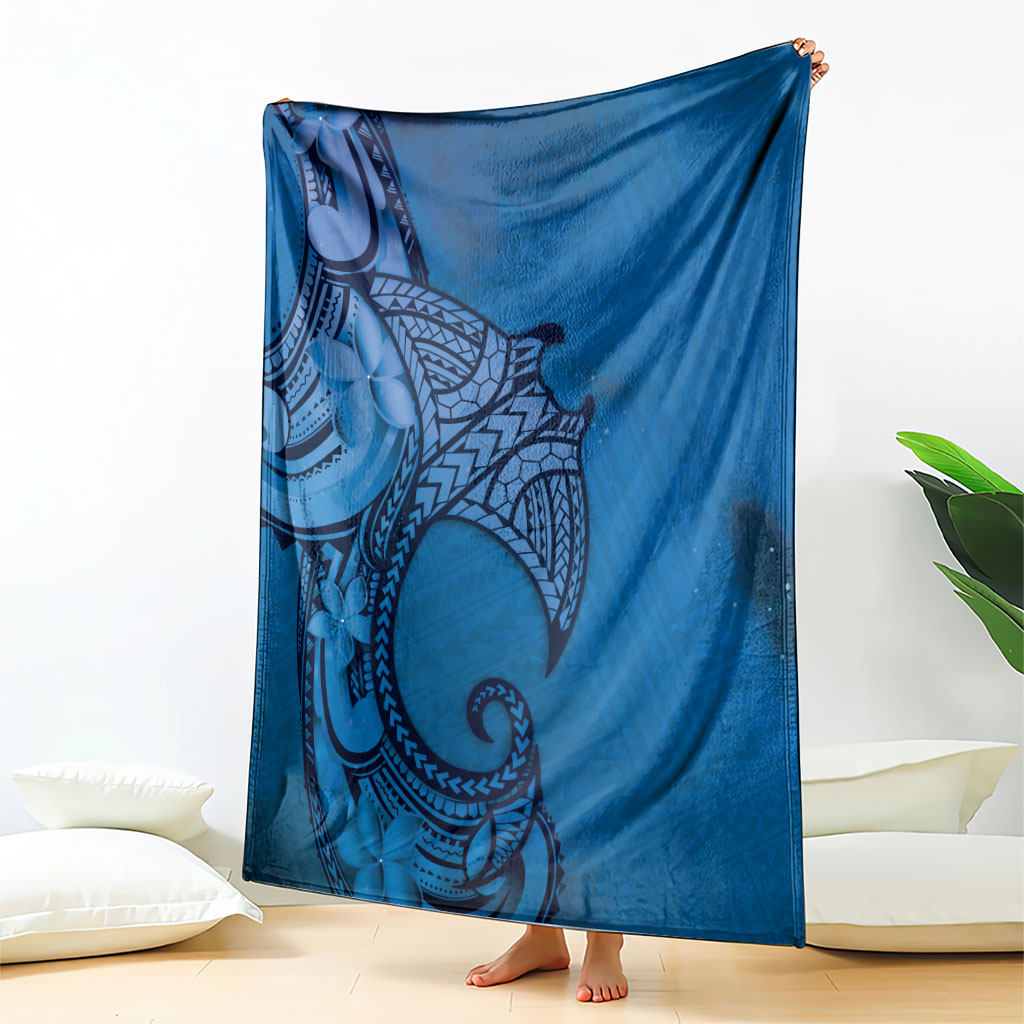 Polynesia Manta Ray Tattoo Blanket Tropical Plumeria Blue Polynesian Pattern LT14 - Polynesian Pride