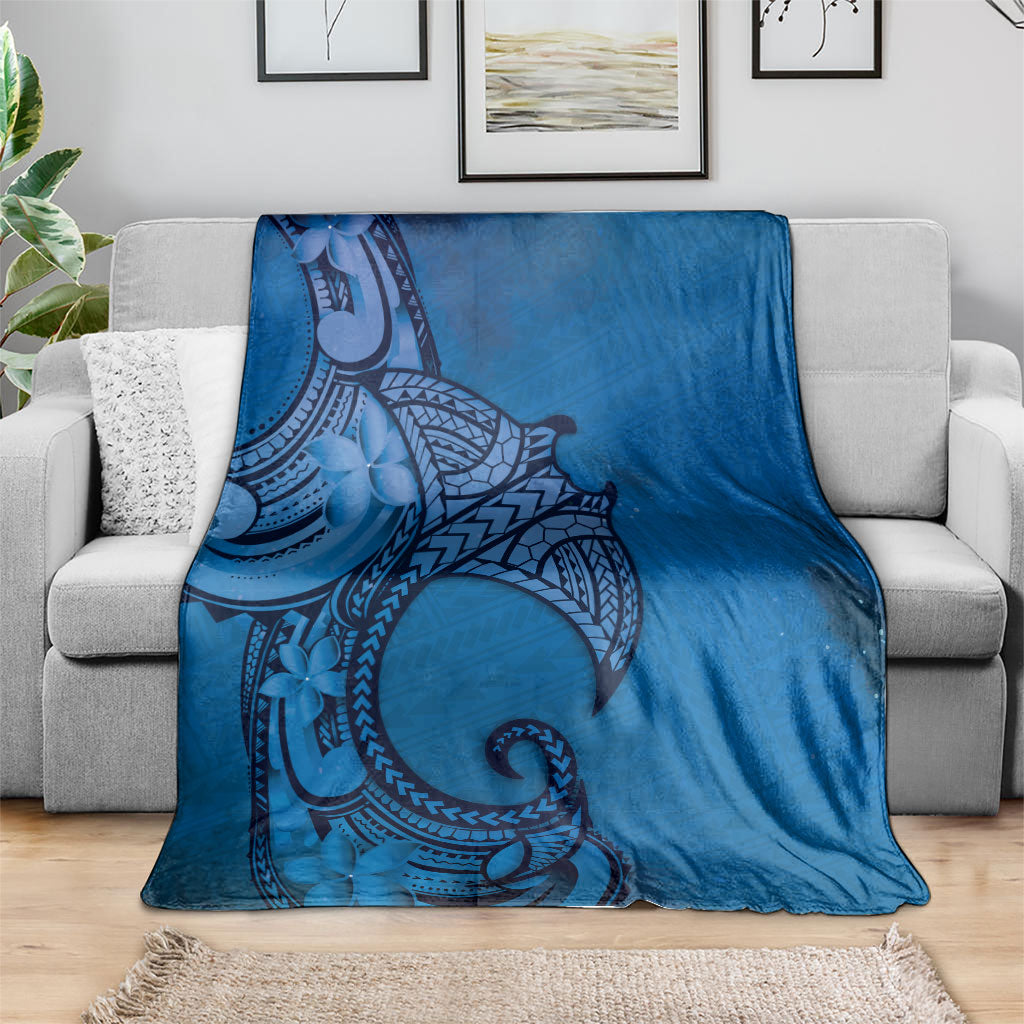 Polynesia Manta Ray Tattoo Blanket Tropical Plumeria Blue Polynesian Pattern LT14 - Polynesian Pride