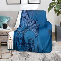 Polynesia Manta Ray Tattoo Blanket Tropical Plumeria Blue Polynesian Pattern LT14 - Polynesian Pride