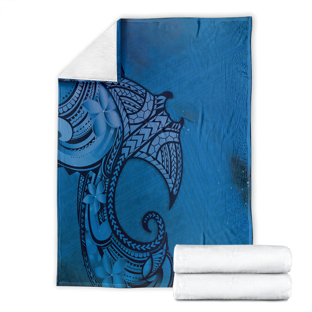 Polynesia Manta Ray Tattoo Blanket Tropical Plumeria Blue Polynesian Pattern LT14 - Polynesian Pride