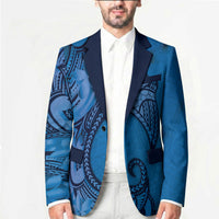 Polynesia Manta Ray Tattoo Blazer Tropical Plumeria Blue Polynesian Pattern LT14 - Polynesian Pride