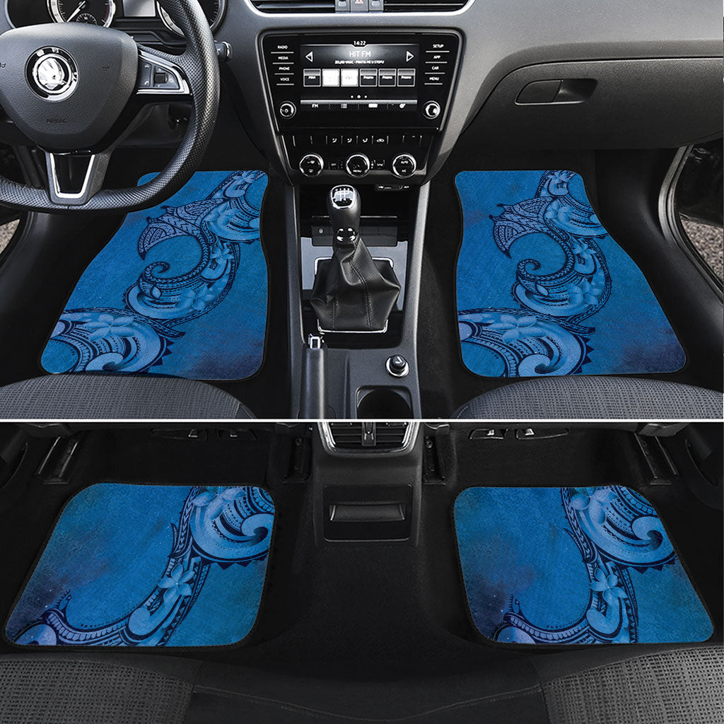 Polynesia Manta Ray Tattoo Car Mats Tropical Plumeria Blue Polynesian Pattern LT14 Set 4pcs Blue - Polynesian Pride
