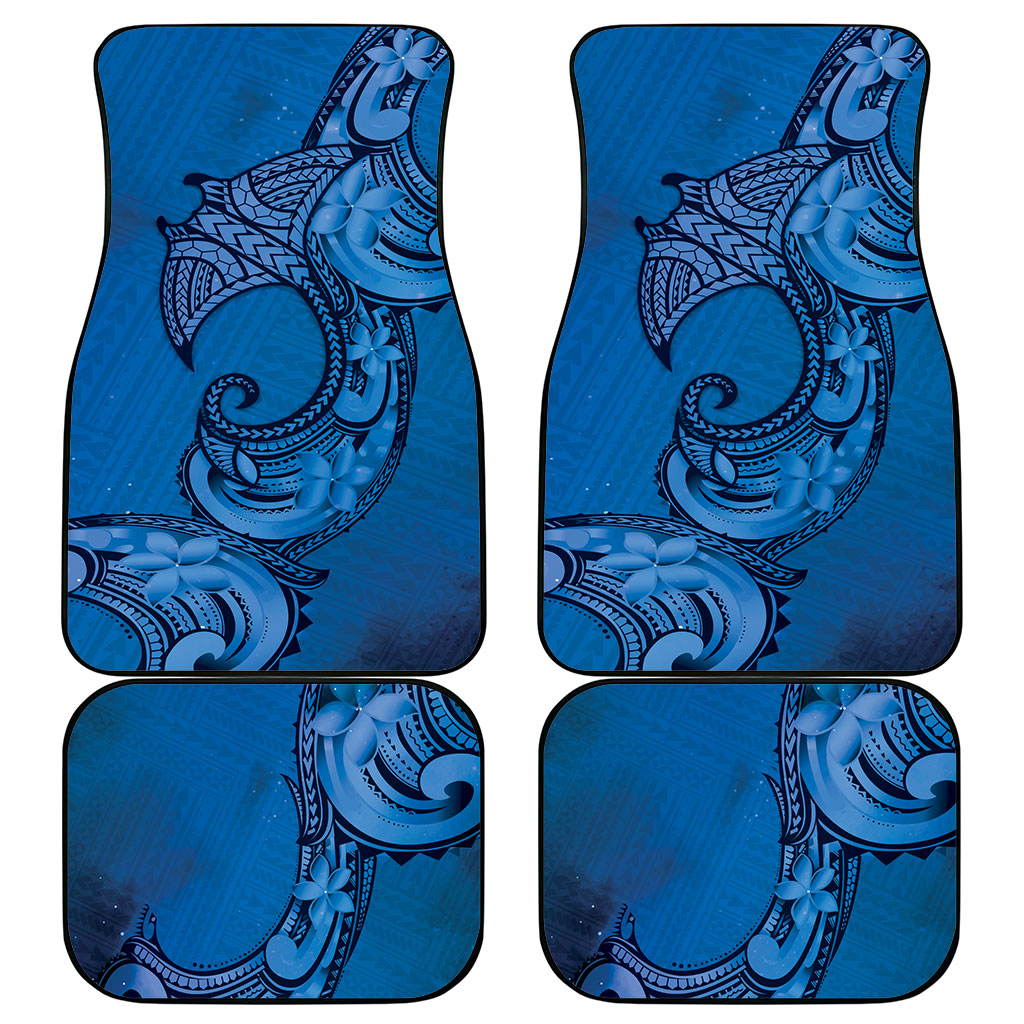 Polynesia Manta Ray Tattoo Car Mats Tropical Plumeria Blue Polynesian Pattern LT14 - Polynesian Pride