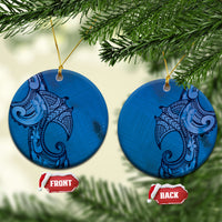 Polynesia Manta Ray Tattoo Ceramic Ornament Tropical Plumeria Blue Polynesian Pattern LT14 Circle Blue - Polynesian Pride