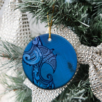 Polynesia Manta Ray Tattoo Ceramic Ornament Tropical Plumeria Blue Polynesian Pattern LT14 - Polynesian Pride