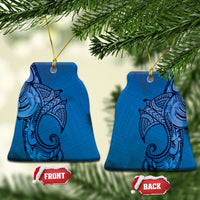 Polynesia Manta Ray Tattoo Ceramic Ornament Tropical Plumeria Blue Polynesian Pattern LT14 Bell Flake Blue - Polynesian Pride