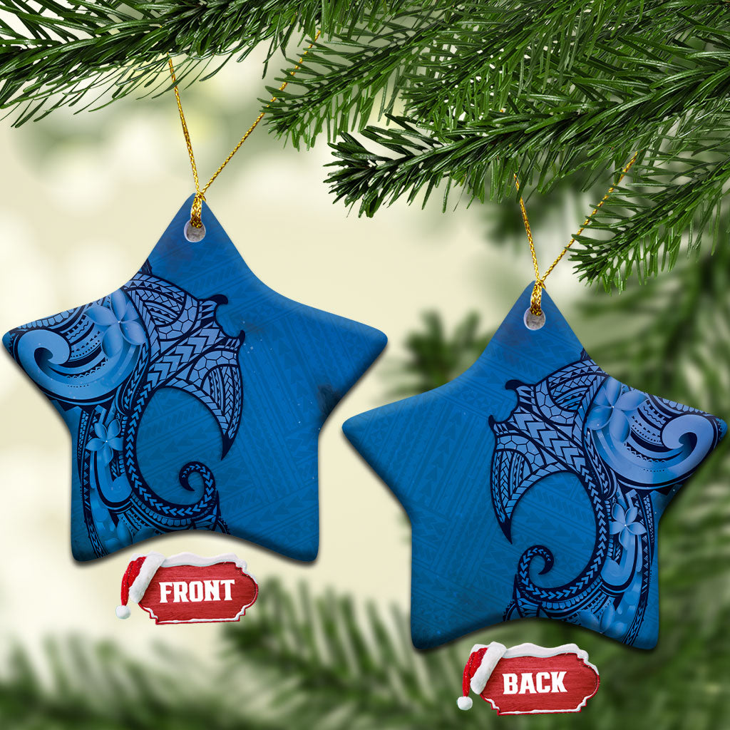 Polynesia Manta Ray Tattoo Ceramic Ornament Tropical Plumeria Blue Polynesian Pattern LT14 Star Blue - Polynesian Pride