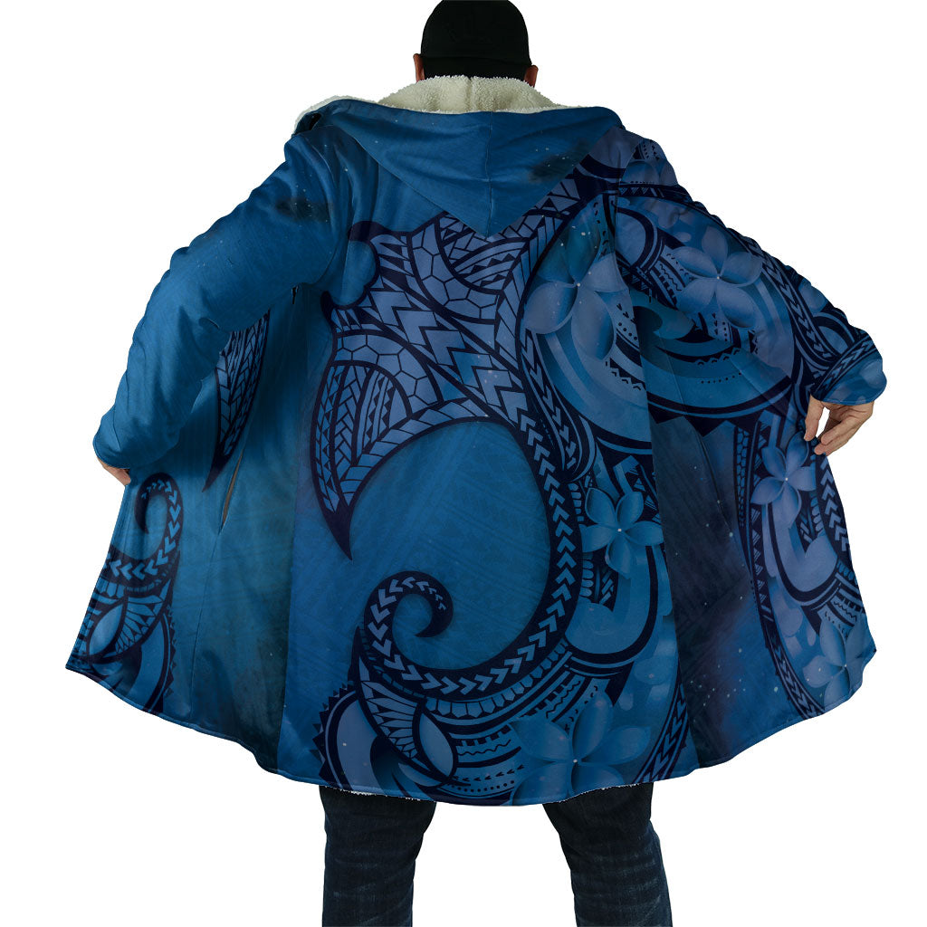 Polynesia Manta Ray Tattoo Cloak Tropical Plumeria Blue Polynesian Pattern LT14 - Polynesian Pride