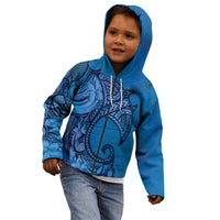 Polynesia Manta Ray Tattoo Kid Hoodie Tropical Plumeria Blue Polynesian Pattern LT14 - Polynesian Pride