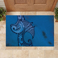 Polynesia Manta Ray Tattoo Rubber Doormat Tropical Plumeria Blue Polynesian Pattern LT14 Blue - Polynesian Pride