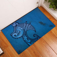 Polynesia Manta Ray Tattoo Rubber Doormat Tropical Plumeria Blue Polynesian Pattern LT14 - Polynesian Pride