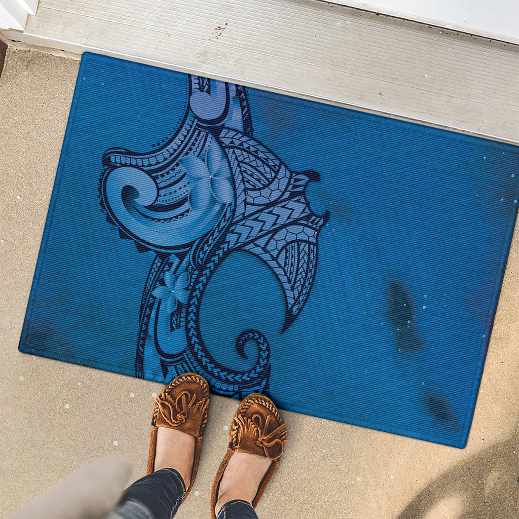 Polynesia Manta Ray Tattoo Rubber Doormat Tropical Plumeria Blue Polynesian Pattern LT14 - Polynesian Pride