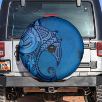 Polynesia Manta Ray Tattoo Spare Tire Cover Tropical Plumeria Blue Polynesian Pattern LT14 Blue - Polynesian Pride