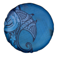 Polynesia Manta Ray Tattoo Spare Tire Cover Tropical Plumeria Blue Polynesian Pattern LT14 - Polynesian Pride