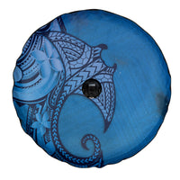 Polynesia Manta Ray Tattoo Spare Tire Cover Tropical Plumeria Blue Polynesian Pattern LT14 - Polynesian Pride