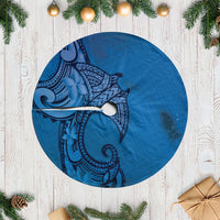 Polynesia Manta Ray Tattoo Tree Skirt Tropical Plumeria Blue Polynesian Pattern