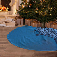 Polynesia Manta Ray Tattoo Tree Skirt Tropical Plumeria Blue Polynesian Pattern