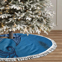 Polynesia Manta Ray Tattoo Tree Skirt Tropical Plumeria Blue Polynesian Pattern