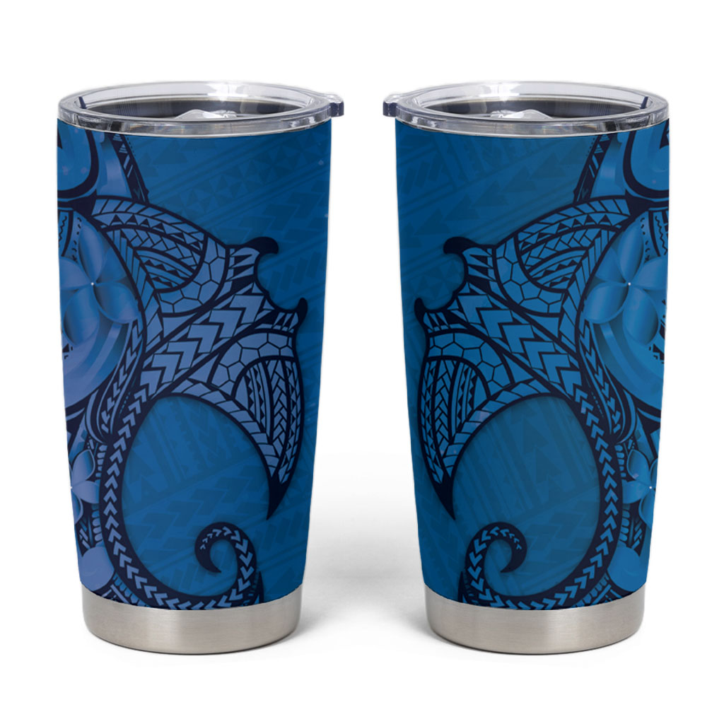 Polynesia Manta Ray Tattoo Tumbler Cup Tropical Plumeria Blue Polynesian Pattern LT14 Blue - Polynesian Pride